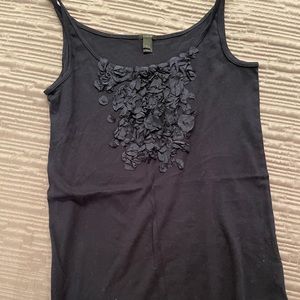 Navy tank top with navy floral touch on front